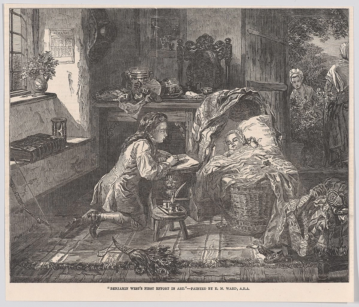 Il primo sforzo artistico di Benjamin West, da Illustrated London News